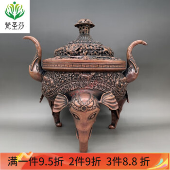 最新作新作中国　古銅　琺瑯彩　象塔香炉　桐箱付　M　5576 工芸品