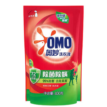 奥妙（OMO）洗衣凝珠 清新桉树231G+除菌除螨洗衣液400G*7+洗衣机清洁剂375G