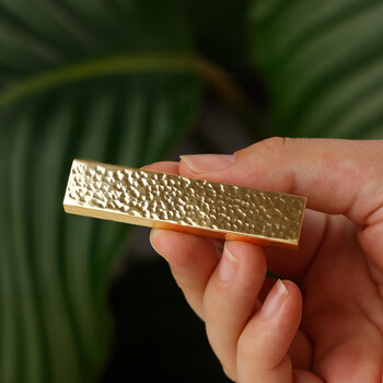 【全网低价】弘梅锥纹镇尺镇纸 黄铜创意多功能可爱压纸文镇毛笔笔架 文房四宝礼品把玩铜器摆件