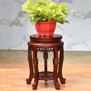 顺天赐中式实木椭圆盆景架榆木花架花几花台鱼缸架置物架阳台架奇石头