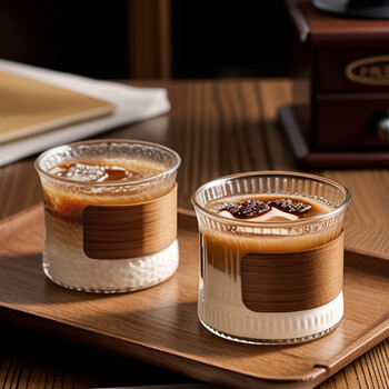 CLITON咖啡杯日式竖纹防烫玻璃杯子茶杯家用高颜值拿铁浓缩杯玻璃水杯