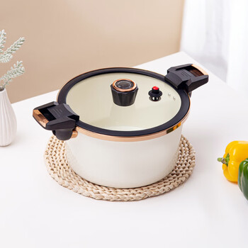 特百惠定时珐琅微压汤锅家用煲汤锅双耳炖锅搪瓷锅智能显温通用 克拉