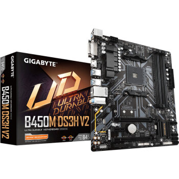 技嘉(GIGABYE)B450M DS3H V2主板DDR4 支持5600G/3600X/3700X(AMD B450/Socket AM4)