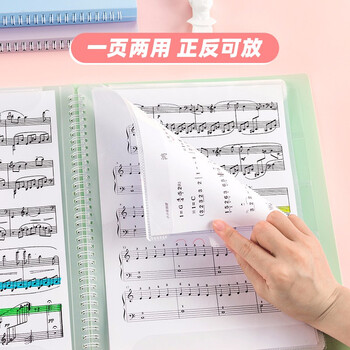 天色莫兰迪乐谱夹A4/40页可书写资料册琴谱夹钢琴文件夹 吉他古筝谱夹子不反光 TS-1650 薄荷绿