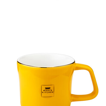 WORLD KITCHEN 康宁马克杯380ml-黄 杯口手工描金 耐温耐用 WK-MKB380/KZ/YL