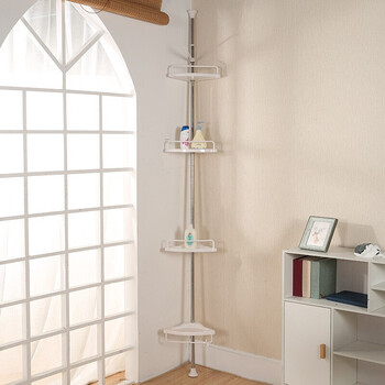 浴室顶天立地置物架四层可收缩调节三角架卫生间收纳架 置物架
