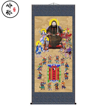 三山九候万法祖师神像六丁六甲坛图茅山祖师爷五显华光大帝像 蓝色 单