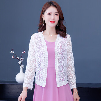 筑凡旗袍外搭配的夏款小开衫夏季款女短款蕾丝开衫薄外套中年七分