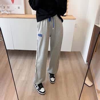 ader裤子2022春夏拼接条纹束脚抽绳男女休闲长裤潮 灰色 a1