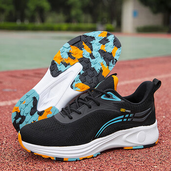 lixu中考体育专用鞋初中学生考试田径运动鞋男女跑黑桔黄39