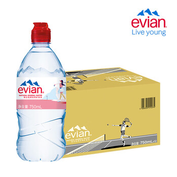 依云（evian）矿泉水 750ml*12瓶 饮用水 运动版高端矿泉水 法国进口