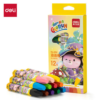 得力（deli）12色学生丝滑油画棒易上色儿童蜡笔绘画笔儿童炫彩棒蜡笔玩具女孩儿童