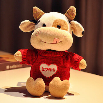 牛宝宝毛绒玩具小牛玩偶牛年吉祥物毛绒玩具牛公仔可爱生肖牛2021年本