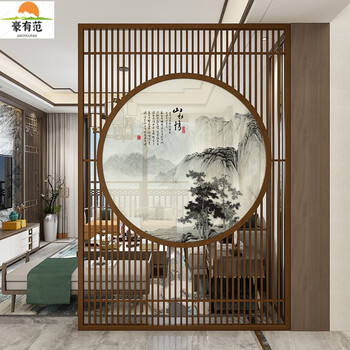 豪有范 实木格栅新中式屏风进入户门玄关隔厅隔断墙家用客厅房间卧室