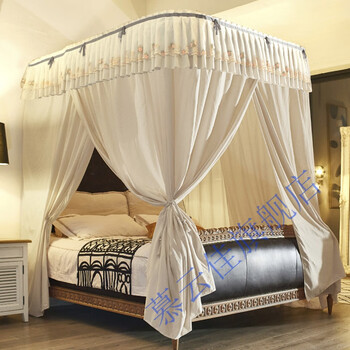 蚊帐酒店家用u型导轨蚊帐床幔四周遮光单帷幔1.5米1.