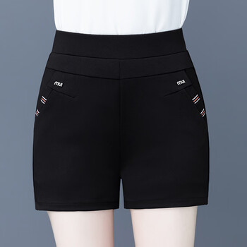 裤夏天穿的松紧腰女夏季高腰显瘦休闲大码胖妈妈女士黑色松紧腰夏季款