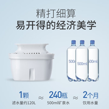 易开得滤水壶 3.5L家用净水器过滤器 便携式自来水净水壶滤芯 （6芯装）