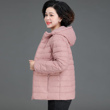 珂源羊中老年女装轻薄羽绒服短款中年妈妈冬装 粉色 2xl
