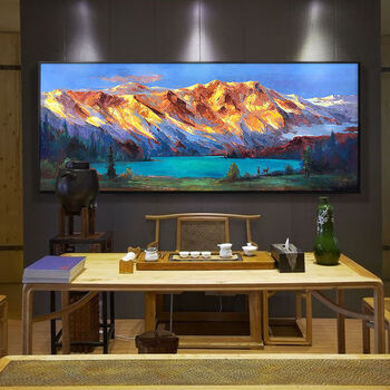 美其美纳手绘油画金山横版客厅装饰画厚油沙发背景墙壁画办公室挂画