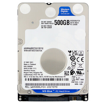 西部数据（WD）500GB 笔记本机械硬盘 WD Blue 西数蓝盘 SATA 5400转128MB 7mm 2.5英寸WD5000LPZX