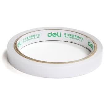 得力(deli)高粘性棉纸双面胶带 12mm*10y(9.1m/卷) 24卷/袋装 办公用品 30401