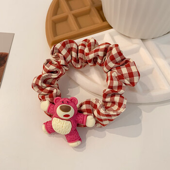 俪泽优少女可爱草莓熊发绳简约气质头绳网红ins发圈日系头饰女玫红熊