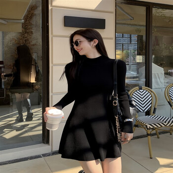 温蔓尔后妈裙抖音同款鱼尾裙连衣裙休闲版黑色 黑色 短款 s