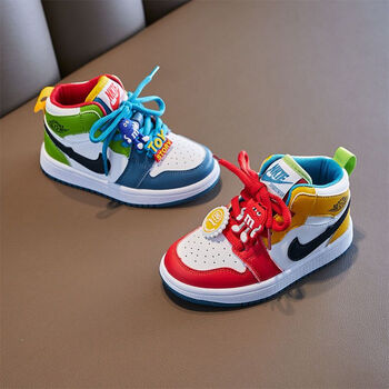 olomlb童鞋m豆鸳鸯鞋儿童2022新款秋季高帮街舞鞋女童鞋子板鞋男莆田