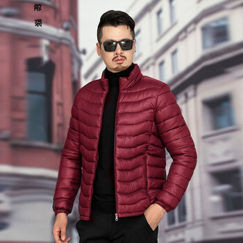 反季秋冬男轻薄男士大码中青年爸爸冬装外套酒红色男士羽绒服l建议