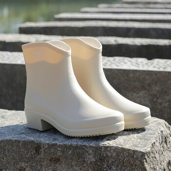 汐鲤雨鞋女中筒成人坡跟女士可爱时尚水靴子女款式水鞋厨房防滑劳保