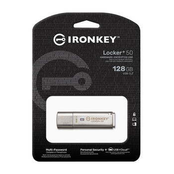 金士顿（Kingston）128GB U盘 IKLP50 256位AES专业硬件加密 金属外壳 读速高达145MB/s