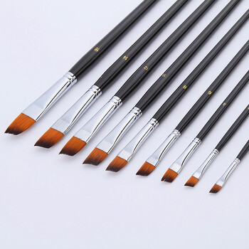 9支尼龙毛斜锋油画笔 绘画笔 美术用笔 出口品质转内销