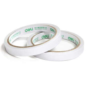 得力(deli)高粘性棉纸双面胶带 12mm*10y(9.1m/卷) 24卷/袋装 办公用品 30401