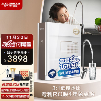 A.O.史密斯家用净水器 专利MAX4.0反渗透 1.6升每分钟智能净水机 DK1600 净饮一体