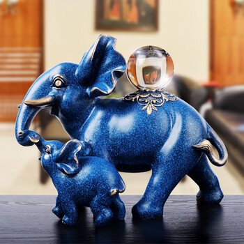 霂咔 欧式大象摆件招财水象母子对象客厅酒柜装饰品摆件创意家居装饰
