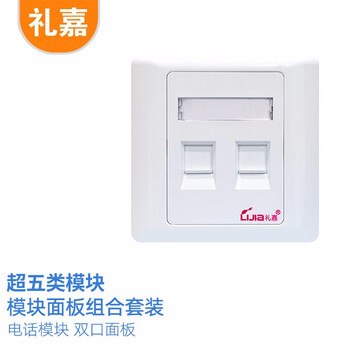 礼嘉（LIJIA）LJ-MB088 电话RJ11语音模块+RJ45超五类网络镀金模块+86型双口面板 模块面板工程布线组合套装