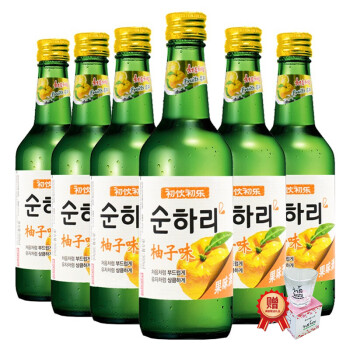 韩国进口 乐天 （Lotte）初饮初乐 柚子味配制酒 烧酒 果味酒 组合装 360ml*6瓶