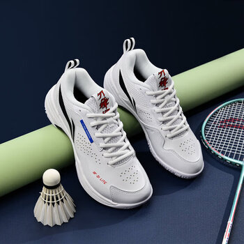 李宁（LI-NING）羽毛球鞋男女款刀锋LITE专业训练鞋 标准白 38 