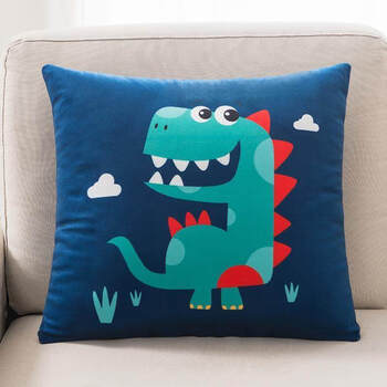 枕单人现代靠包午睡枕头抱枕套不含芯正方形慧小恐龙45x45cm抱枕含芯