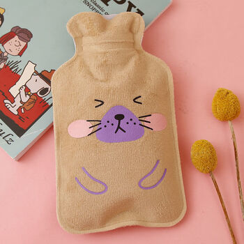 精选热水袋注水小号暖水袋女随身便携式可爱卡通毛绒暖手宝热敷暖肚子