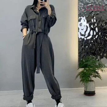 沐怡佳涵(muyijiahan)连体裤女工装风设计潮酷西服连体裤女春季新款