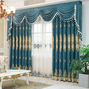 觅岁室内大厅窗帘轻奢高档欧式绣花豪华客厅成品大气卧室雪尼尔遮光