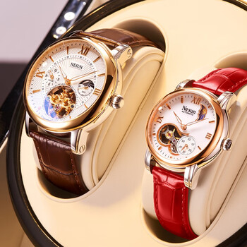 尼尚(nesun)机械情侣手表全自动星月手表男女镂空防水生日礼物送男