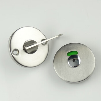 公共卫生间隔断五金配件厕所连接件不锈钢有无人指示隔板门锁门扣薄款