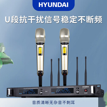现代（HYUNDAI） AT-8000S 真分集U段视频会议无线话筒 一拖二远距离舞台演出K歌学校会议婚庆主持专业麦克风