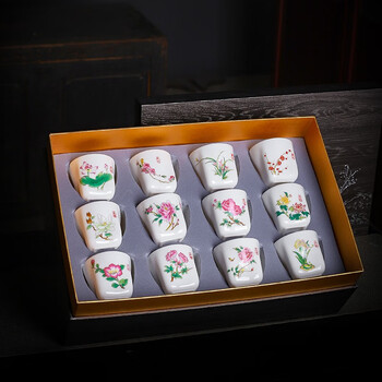 十二花神杯 十二月花神杯Set of twelve porcelain wine-cups | 爱博文传