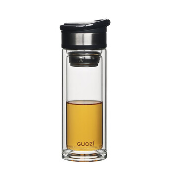 果兹(GUOZI)玻璃杯GZ-S18 悦动双层杯300ml(手提环式)商务风便携式泡茶水杯 果兹(GUOZI)玻璃杯GZ-S18 悦动双层杯300ml(手提环式)商务风便携式泡茶水杯