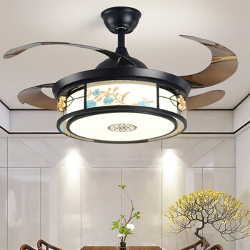 翼亮卧室吸顶风扇灯现代客厅餐厅一体静音隐形吊扇灯超薄带电风扇吊灯