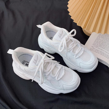 斯凯奇联名同款白色老爹鞋女款夏款ins潮复古透气小白鞋厚底增高