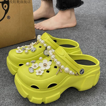 丽澳悦厚底洞洞鞋女款夏季踩屎感增高外穿时尚家居室内防滑凉拖鞋女